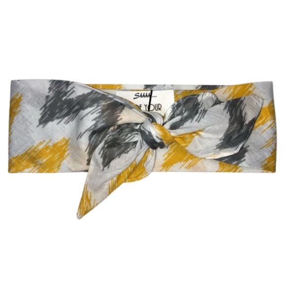 Zig Zag Gray and Yellow Stripe Bandana Tie Headband - Picture 7 of 13